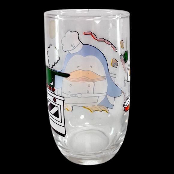 Vintage Suntory Beer Glass Papipu Penguin Chef Cook by Hoya Japan 8oz Breweriana - Picture 4 of 8